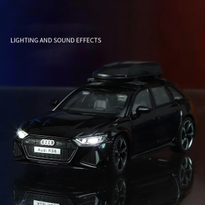 Метална количка Audi Rs6, Със светлини и звуци, 1:32, Черна, Без опаковка