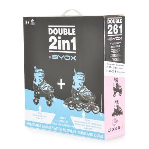 Ролери-кънки Double 2в1 розов S-(30-33)
