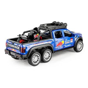 Метален пикап Ford Raptor , С мотор, 1:28, Син, Без опаковка