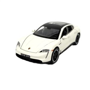 Метална кола Porsche Taycan, 1:32, Бял, С отварящи се врати, Без опаковка 