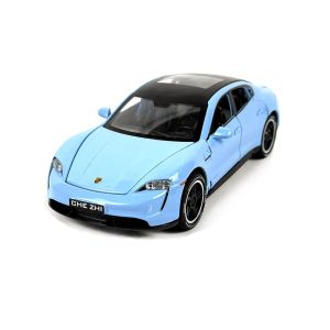 Метална кола Porsche Taycan, 1:32, Син, С отварящи се врати, Без опаковка 