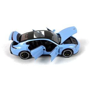 Метална кола Porsche Taycan, 1:32, Син, С отварящи се врати, Без опаковка 