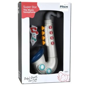 Музикален детски саксофон Kaichi – Играчка с цветни бутони и звук, за бебета 18+ месеца