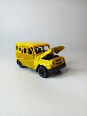 Метален джип Уаз, 1:18, С отварящи се врати, Жълт ретро ван, Класически дизайн 