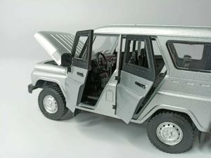 Метален джип Уаз, 1:18, С отварящи се врати, Сив ретро ван, Класически дизайн 