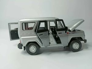 Метален джип Уаз, 1:18, С отварящи се врати, Сив ретро ван, Класически дизайн 