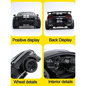 Метална кола Ford Mustang GT500, 1:18 мащаб, Черен, Без опаковка