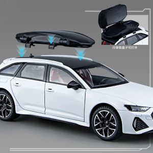 Метална количка Audi Rs6, Със светлини и звуци, Бяла, Без опаковка