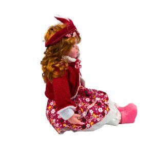 Кукла Мелиса – говори и пее на български език, червен тоалет с цветна рокля