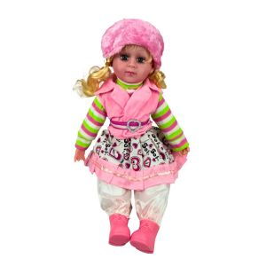 Кукла Мелиса – говори и пее на български език, розов тоалет със зелено-розова блуза