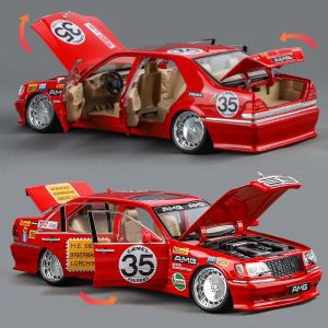 Метална кола Mercedes-Benz W140 300 SEL, 1:24, Червен, Без опаковка 
