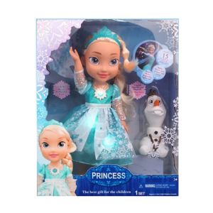 Кукла принцеса Елза със светеща рокля и фигурка Олаф, 35см