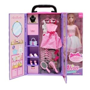 Кукла Alisa с лилав куфар-гардероб, рокли и аксесоари