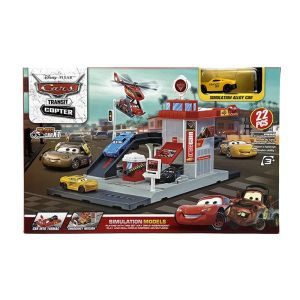 Cars пожарна станция с хеликоптер и колички – 22 части, комплект за игра