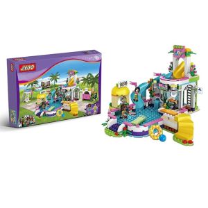 Конструктор – Воден аквапарк с пързалки и фигурки, 639 части