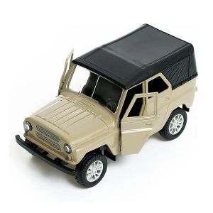 Джип Уаз, Метален, С отварящи се врати, Звук, Светлини, Кафяв, 1:32, Без опаковка