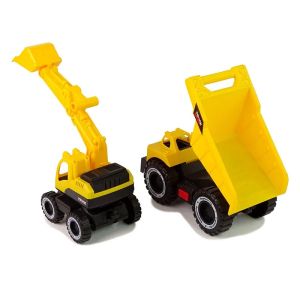 Детски камион автовоз с багер и самосвал 64 см със светлини и звук