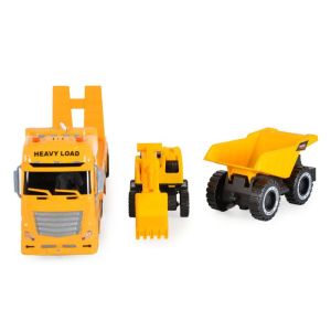 Детски камион автовоз с багер и самосвал 64 см със светлини и звук