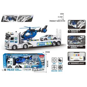 Детски полицейски автовоз с хеликоптер и кола 64 см със светлини и звук
