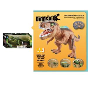 Динозавър с дистанционно управление, светлини и звук, интерактивна играчка, кафяв