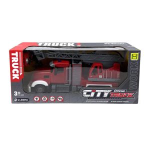 Детски пожарен камион с дистанционно управление и вода, звук и светлина – 2.4GHz, мащаб 1:24