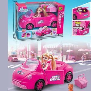 Детски комплект с кукла и кабриолет – отварящ се багажник и врати