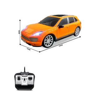 Детска кола с дистанционно управление, светлини и акумулаторна батерия, Оранжева