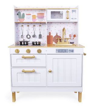 Дървена бяла кухня с аксесоари 7275