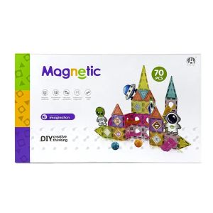 Магнитен конструктор, 70 части, Цветен, За креативна игра и развитие на въображението