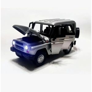 Метален джип UAZ, Мащаб 1:24, С отварящи се врати и багажник, Инерционен механизъм, Без опаковка