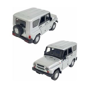 Метален джип UAZ, Мащаб 1:24, С отварящи се врати и багажник, Инерционен механизъм, Без опаковка