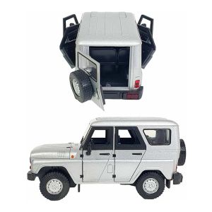 Метален джип UAZ, Мащаб 1:24, С отварящи се врати и багажник, Инерционен механизъм, Без опаковка
