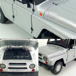 Метален джип UAZ, Мащаб 1:24, С отварящи се врати и багажник, Инерционен механизъм, Без опаковка