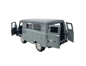 Метален микробус UAZ, Мащаб 1:18, Инерционен механизъм, Сив, Без опаковка