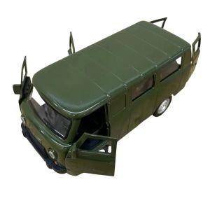 Метален микробус UAZ, Мащаб 1:18, Отварящи се врати, Зелен, Без опаковка