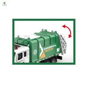 Детски боклукчийски камион със светлини и звук, метална кабина