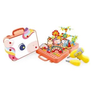 Детски конструктор мозайка с винтоверт и отвертка – 232 части