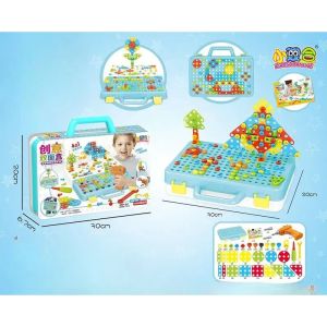 Детска мозайка с двустранна дъска и винтоверт – 4 в 1, 252 части