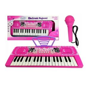 Детски синтезатор с микрофон – розов, 37 клавиша