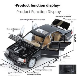 Метална кола Mercedes-Benz S-Class 320 W140 – мащаб 1:24, Бял, Без опаковка