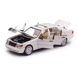 Метална кола Mercedes-Benz S-Class 320 W140 – мащаб 1:24, Бял, Без опаковка