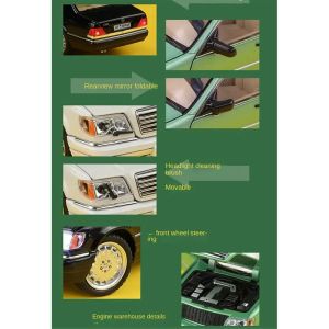 Метална кола Mercedes-Benz S-Class 320 W140 – 1:24, зелена, Без опаковка