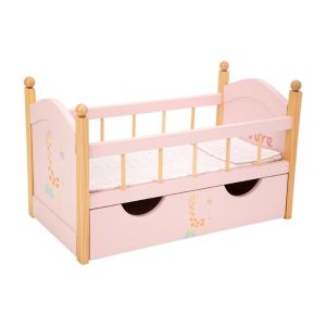 Дървено легло Arias от серията Nature за кукли с чекмеджета – розово
