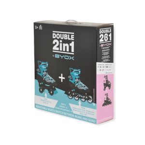 Ролери-кънки Double 2в1 розов M-(34-37)