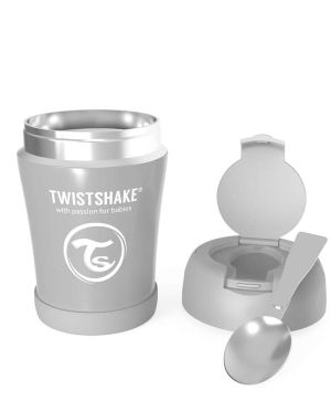 Контейнер за храна от неръждаема стомана Twistshake 6+ месеца сив