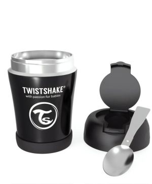 Контейнер за храна от неръждаема стомана Twistshake 6+ месеца черен