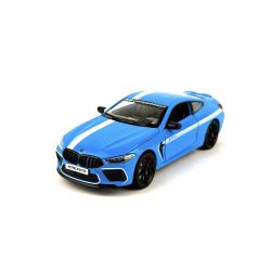 Метална кола BMW M8 Competition 1:24 – син със спортни линии, Без опаковка