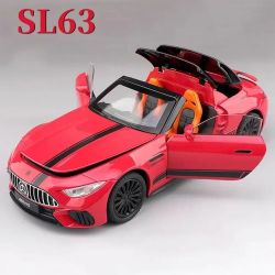 Метален автомобил Mercedes-AMG Cabriolet, Die-Cast модел, 1:24, Червен, Без опаковка