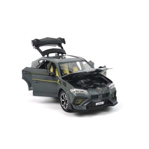 Метален автомобил, Lamborghini Urus, Със звук и светлини, Сив, С пушек, 1:24, Без опаковка