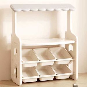 Многофункционален детски щанд за ролеви игри с плот и подвижни кутии за съхранение, сив